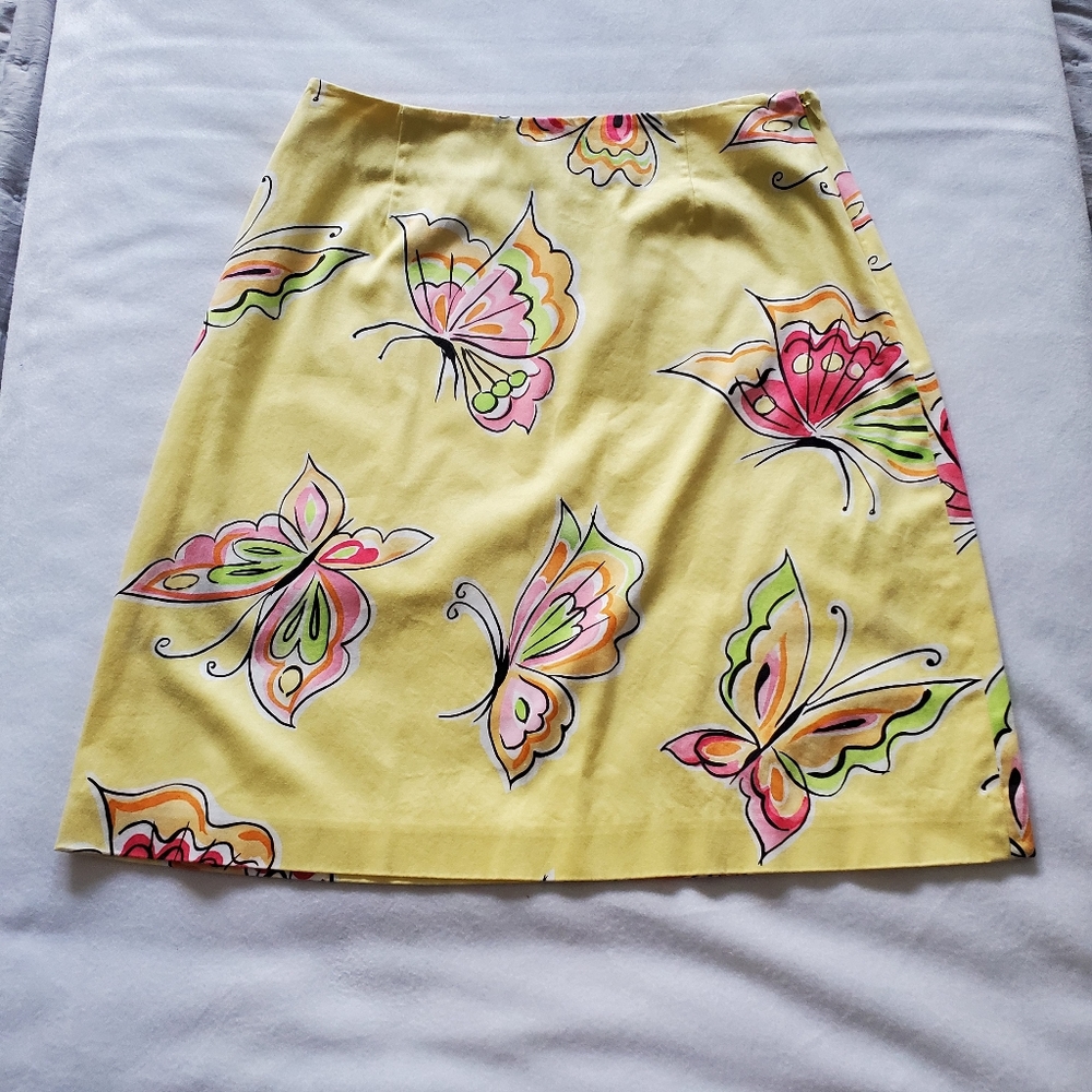 Talbots Yellow Butterfly Skirt
